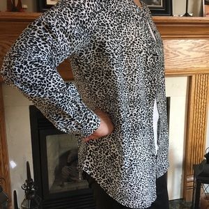 Animal Print Long Sleeve Blouse Top